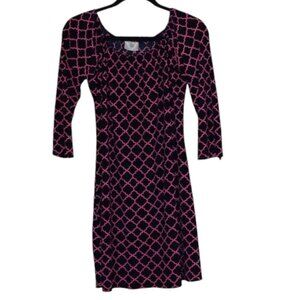 Women's Timeless Boho Blu 3/4 Sleeve Navy Blue & Pink Sundress - Size L